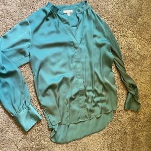 Silky satin long sleeve shirt